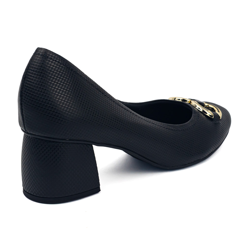 Dr.Barg Tacón Bloque Negro con hebilla dorada - Imagen 4